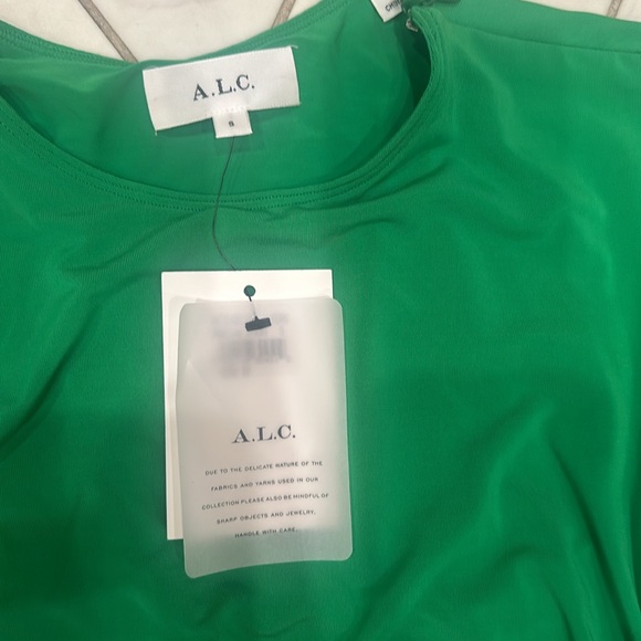 A.L.C. Adeline Ruched Jersey Dress long sleeve - Sz Small NWT - Green - Picture 7 of 10